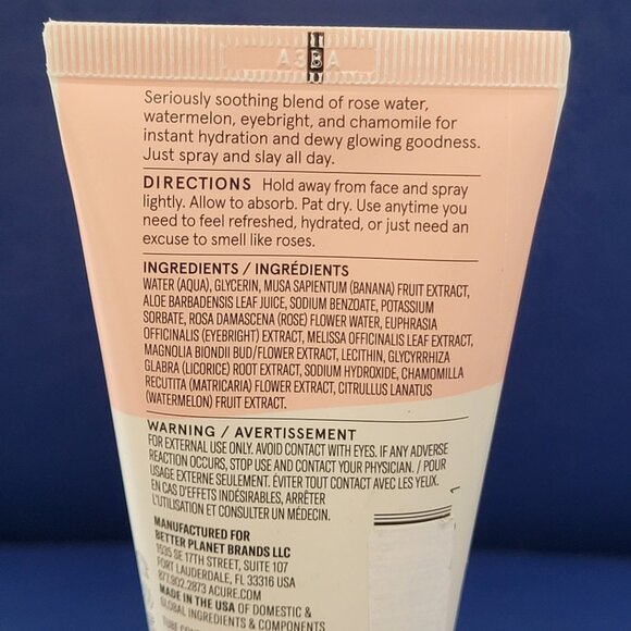 ACURE Seriously Soothing Watermelon Rose Water Fine Mist New - Picture 5 of 9